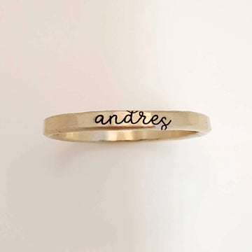Stackable Cursive Name Ring