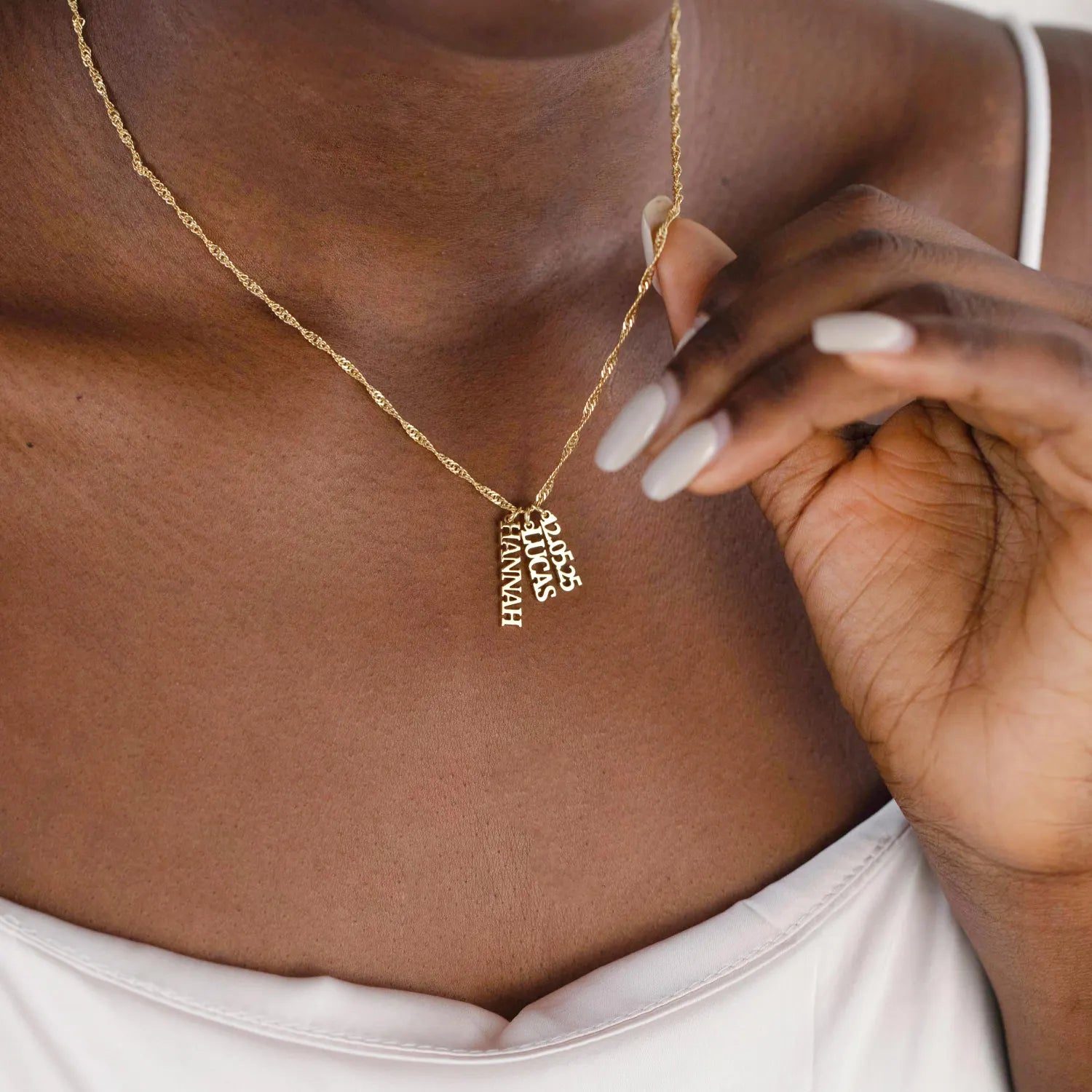Multiple Vertical Name Necklace