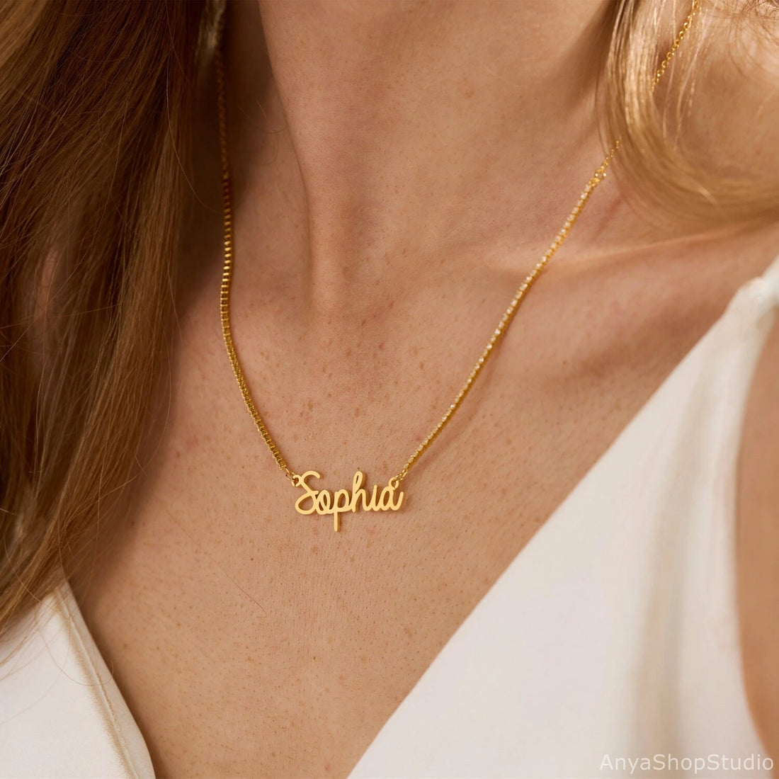 Dainty Name Necklace Crystal Chain