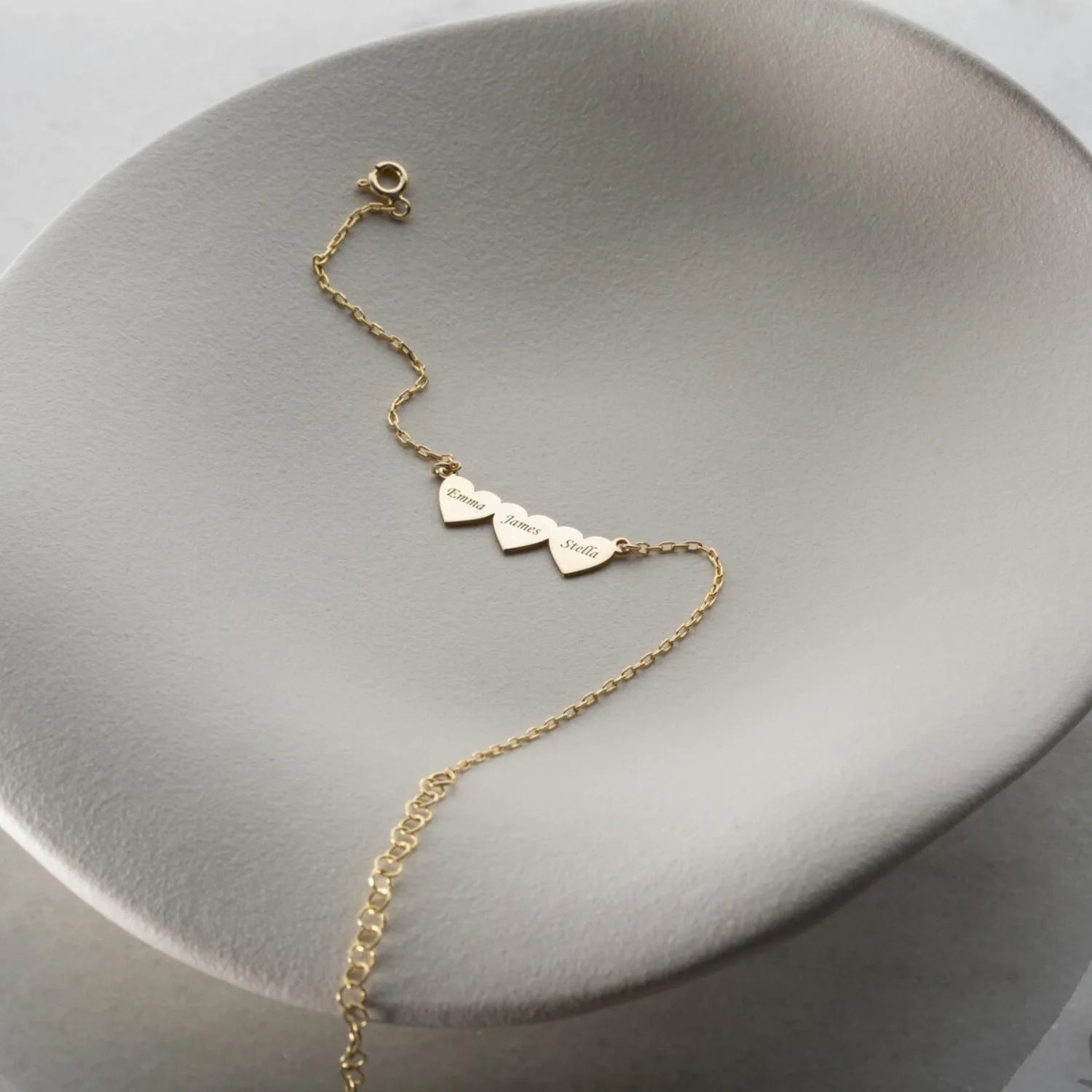 Family Name Engraved Hearts Bracelet