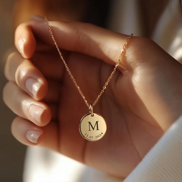 Personalized Initial and Date Engraved Necklace